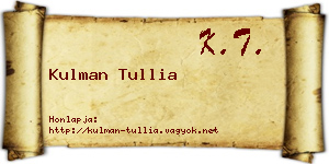 Kulman Tullia névjegykártya